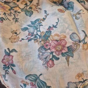 Fabric, Peach & Teal Floral Sheer Cotton 45" x 6.5 yds